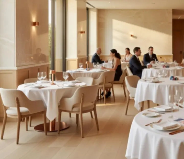 Elegant Australian restaurant interior with poker tables prepared for a private event.